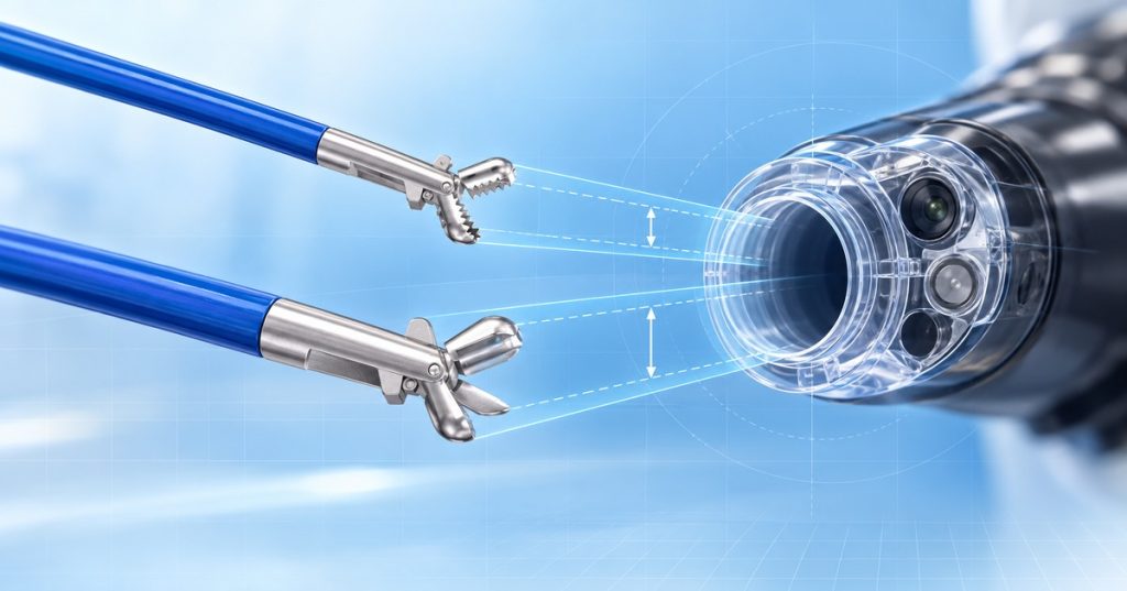 Biopsy forceps size compatibility: 1.8 mm and 2.3 mm forceps matched to an endoscope working channel