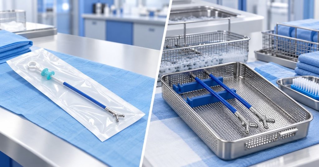 Single-use vs reusable biopsy forceps workflow comparison