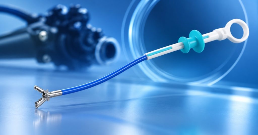 Disposable biopsy forceps prepared for a compatible gastroscope